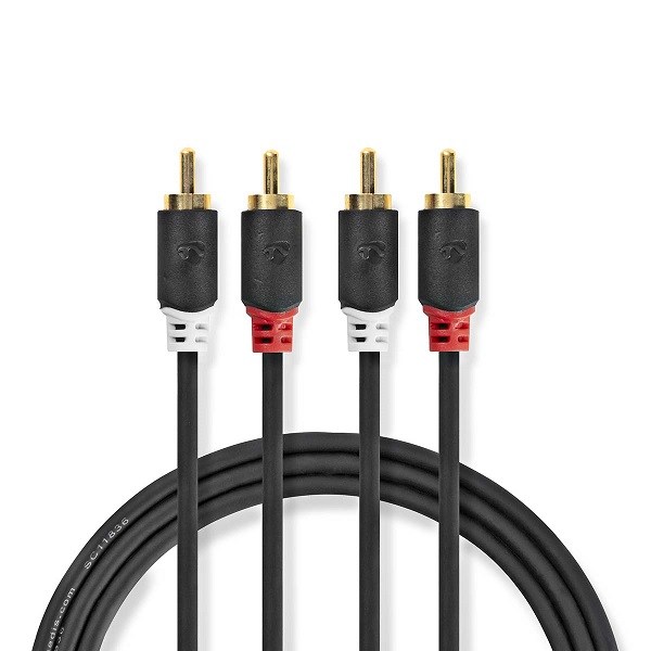 CABW24200AT10-Stereo audio kabelis | 2x RCA MALE - 2x RCA MALE | 1,0 m |
