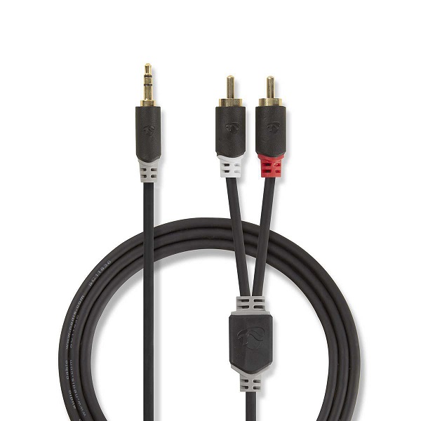 CABW22200AT05-Stereo audio kabelis | 3,5 mm MALE - 2x RCA MALE | 0,5 m |